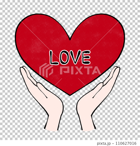 一顆紅心和兩隻手的插圖 110627016