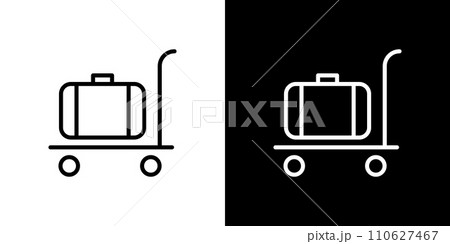 シンプルなトランクを乗せた台車アイコン 110627467