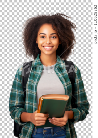 AI-generated content. Woman Student Engrossed in a Book, Radiating Joy 110628262