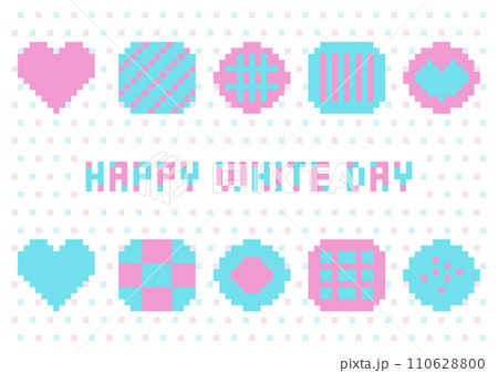 ドット絵スイーツ模様のホワイトデーイラス 110628800