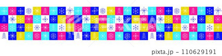 Graphic Christmas seamless pattern. Holidays 2024 postcard. Square Line icons 110629191