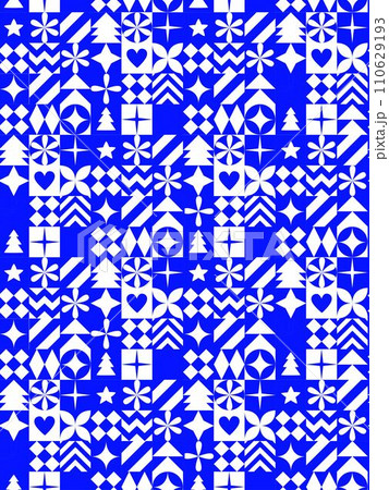 Graphic Christmas seamless pattern. Holidays 2024 postcard. Square Line icons 110629193