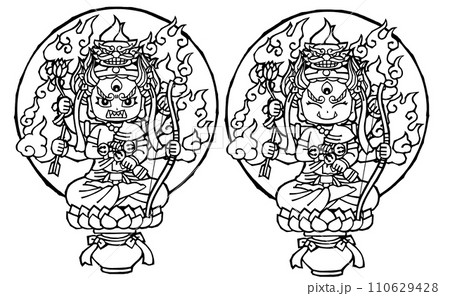 セット・愛染明王・モノクロ セット・愛染明王・モノクロ 110629428