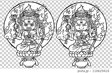 セット・愛染明王・モノクロ セット・愛染明王・モノクロ 110629428