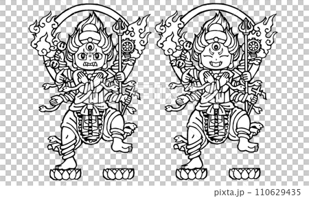 セット・軍荼利明王・モノクロ セット・軍荼利明王・モノクロ 110629435