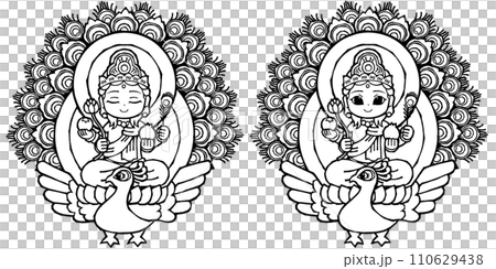 セット・孔雀明王・モノクロ セット・孔雀明王・モノクロ 110629438