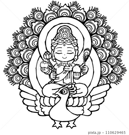 孔雀明王・モノクロ 孔雀明王・モノクロ 110629465