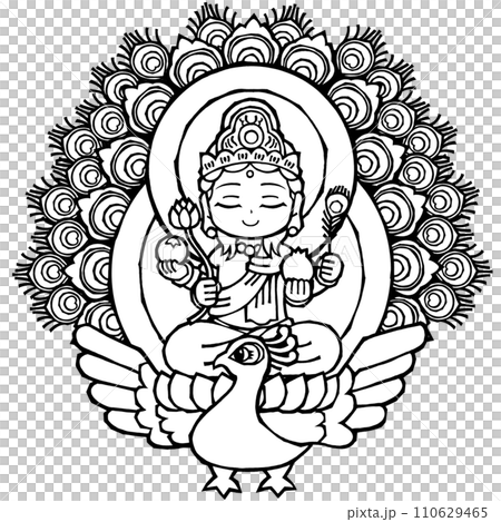 孔雀明王・モノクロ 孔雀明王・モノクロ 110629465