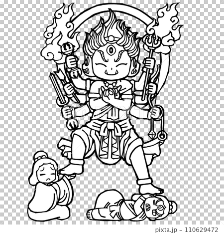 降三世明王（笑顔・モノクロのイラスト素材 [110629472] - PIXTA