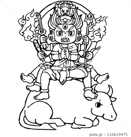 大威徳明王・モノクロ 大威徳明王・モノクロ 110629475