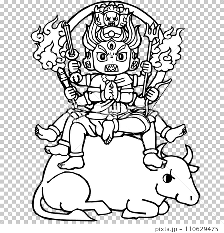 大威徳明王・モノクロ 大威徳明王・モノクロ 110629475