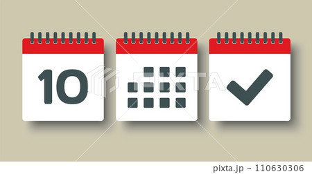 Vector icon page calendar - 10 day, agenda, done Vector icon page calendar - 10 day, agenda, done 110630306
