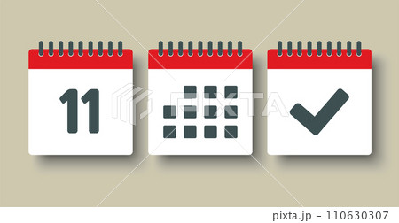 Vector icon page calendar - 11 day, agenda, done Vector icon page calendar - 11 day, agenda, done 110630307