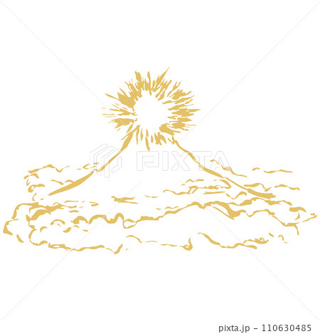 金色の富士山と太陽のイラスト素材　ベクター 110630485