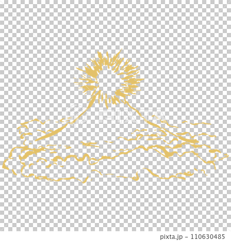金色の富士山と太陽のイラスト素材　ベクター 110630485