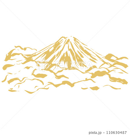 金色の山と雲のイラスト素材　ベクター 110630487