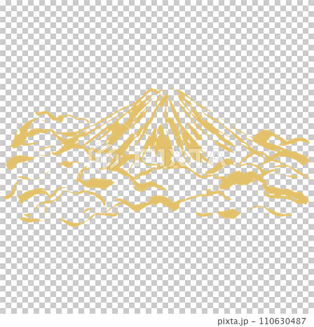 金色の山と雲のイラスト素材　ベクター 110630487