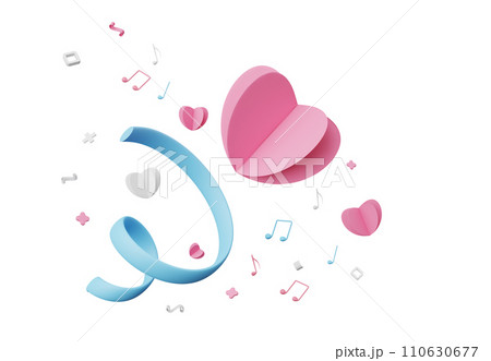 3D render, Minimal love icon element for festive decoration isolated on white background, Valentine's day with heart shape, for wedding celebration and party mock up. 110630677