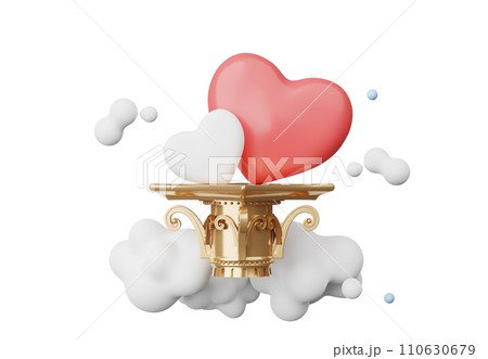 3D render, Minimal love icon element for festive decoration isolated on white background, Valentine's day with heart shape, for wedding celebration and party mock up. 110630679