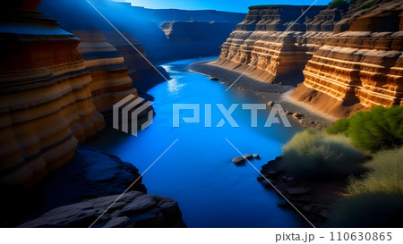 The banks of the Colorado River at the Grand Canyon, Arizona, USA. AI generated 110630865