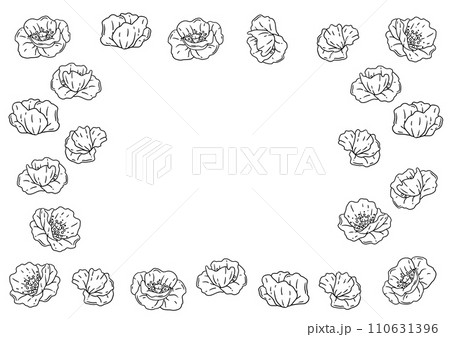 Frame with poppies flowers. Beautiful decorative plants. Frame with poppies flowers. Beautiful decorative plants. 110631396