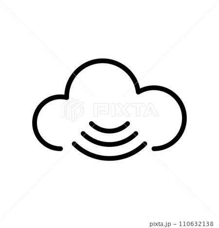 Vector black line icon wireless cloud isolated on white background 110632138