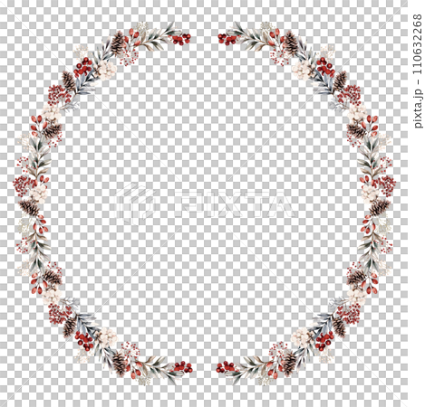 Stylish plants and flowers circular frame material 110632268