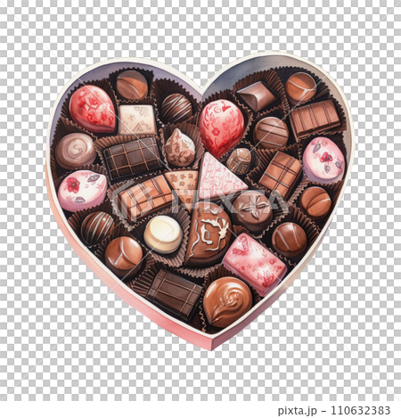 Heart Shaped Box Filled with Chocolates. AI Generated Image Heart Shaped Box Filled with Chocolates. AI Generated Image 110632383