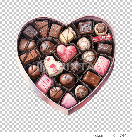 Heart Shaped Box Filled with Chocolates. AI Generated Image Heart Shaped Box Filled with Chocolates. AI Generated Image 110632440