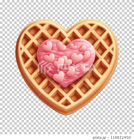 Waffle with Pink Icing and Hearts. AI Generated Image Waffle with Pink Icing and Hearts. AI Generated Image 110632450