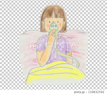 ベットで吸入する女の子 ベットで吸入する女の子 110632592
