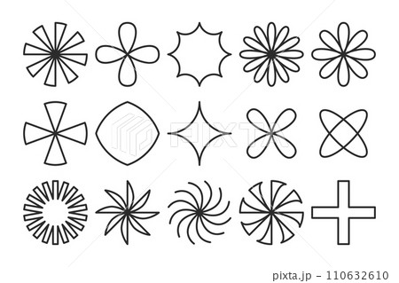 Brutalist abstract geometric outline shape collection. Vector set. Brutalist abstract geometric outline shape collection. Vector set. 110632610