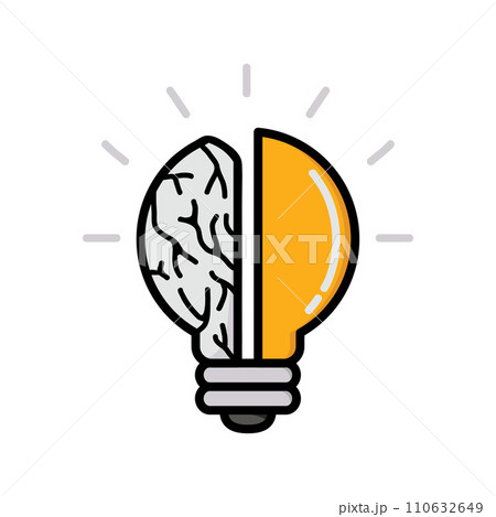 Idea illustration of a light bulb combined with half a brain. Vector illustration. Idea illustration of a light bulb combined with half a brain. Vector illustration. 110632649