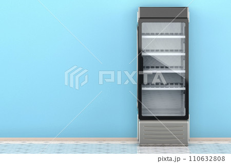 Glass Display Fridge in interior, 3D rendering 110632808