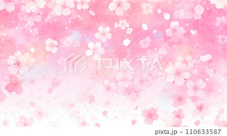 水彩の桜の花の綺麗なイラスト背景 110633587