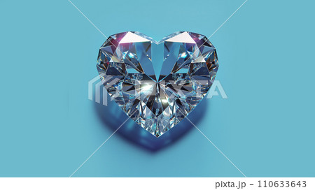 Faceted heart made of precious stones on a blue background  110633643