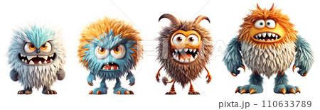 Set of funny furry angry monsters 110633789