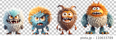Set of funny furry angry monsters 110633789