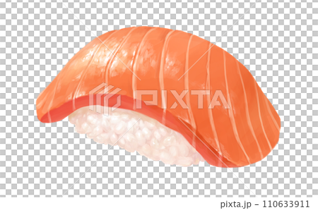 鮭魚握壽司插畫手繪素材 110633911