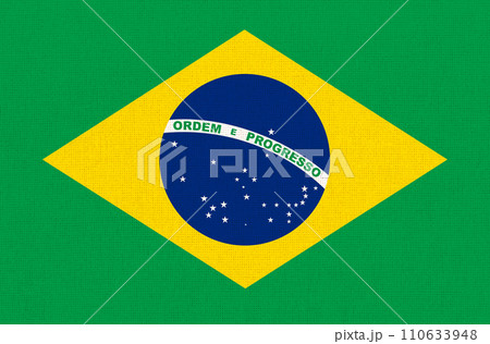 Flag of Brazil. Brazilian flag on fabric surface. Brazilian national flag 110633948