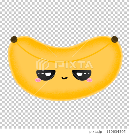 Cute Banana Emoji Mascot Character Kawaii Cartoon illustration Banana Emotional Banana Adorable Face Kawaii Banana Banana Bored Face 110634505