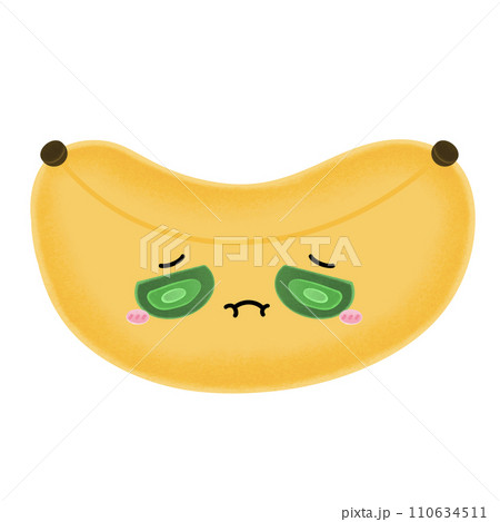 Cute Banana Emoji Mascot Character Kawaii Cartoon illustration Banana Emotional Banana Sick Face Banana Disgusting Face Kawaii Banana 110634511