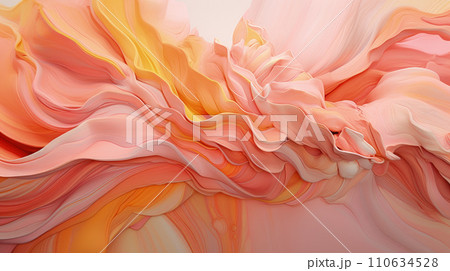 Swirl of peach color liquid texture background, abstract wavy pattern of cream or oil pastel paint close-up. Concept of art, design, watercolor, wave, structure, sculpting 110634528