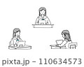机に向かってタブレット学習をする制服の女子学生 110634573