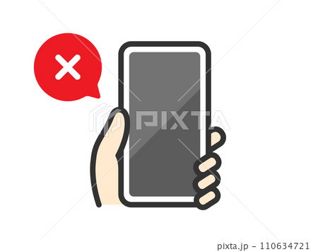 認証に失敗した、スマートフォンのアイコン（線画カラー）のイラスト 110634721