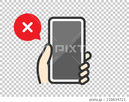 認証に失敗した、スマートフォンのアイコン（線画カラー）のイラスト 110634721
