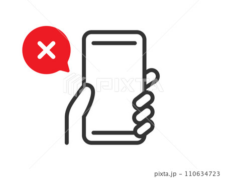 認証に失敗した、スマートフォンのアイコン（線画）のイラスト 110634723