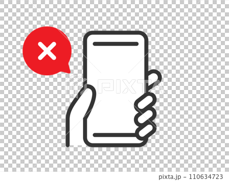 認証に失敗した、スマートフォンのアイコン（線画）のイラスト 110634723