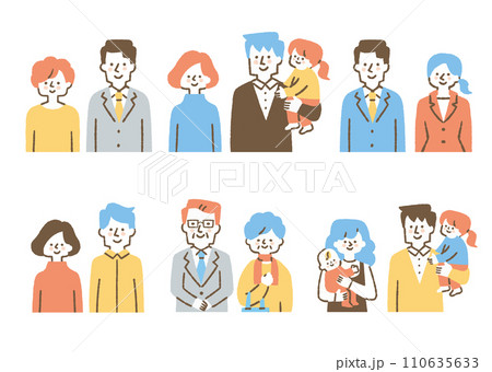様々な年代の男女二人組のセット_色 110635633