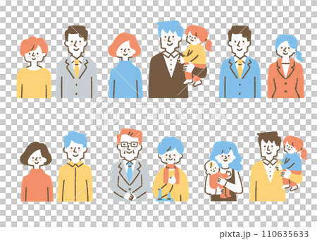 様々な年代の男女二人組のセット_色 110635633